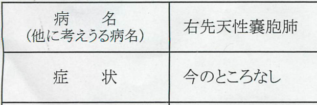 手術後13日目、右先天性囊胞肺でした